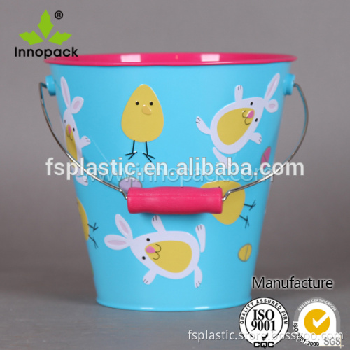 Tin pail for gift use with custom printing small metal bucket wholesale